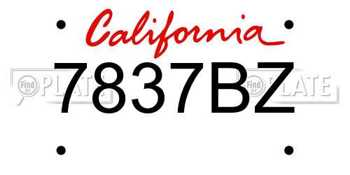 7837BZ California License Plate