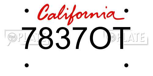7837OT California License Plate