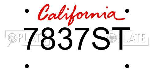 7837ST California License Plate