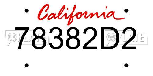 78382D2 California License Plate