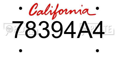 78394A4 California License Plate