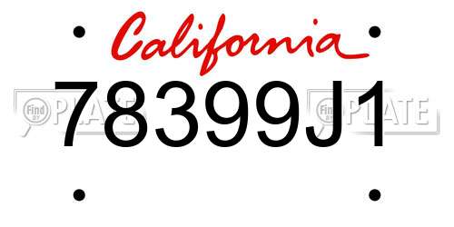 78399J1 California License Plate