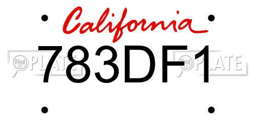 783DF1 California License Plate