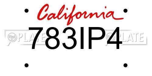 783IP4 California License Plate