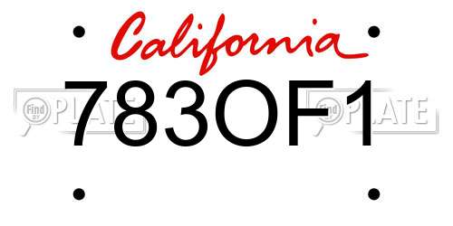 783OF1 California License Plate