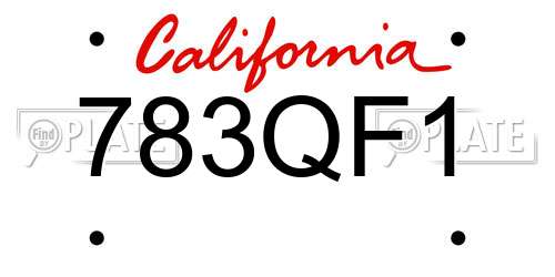 783QF1 California License Plate