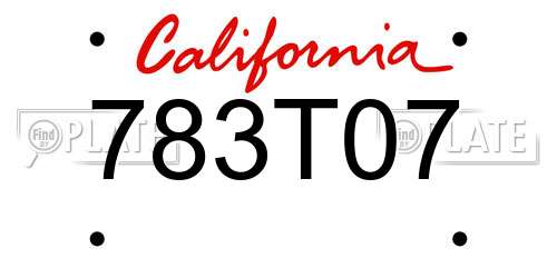 783T07 California License Plate