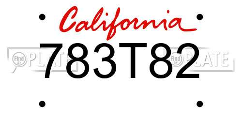 783T82 California License Plate