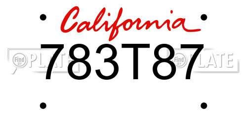 783T87 California License Plate