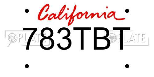783TBT California License Plate