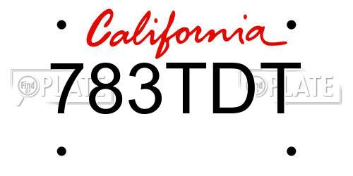 783TDT California License Plate