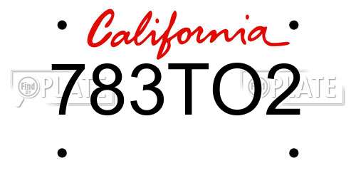 783TO2 California License Plate