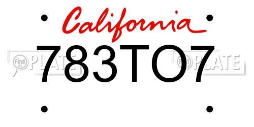 783TO7 California License Plate