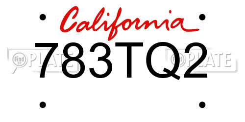 783TQ2 California License Plate