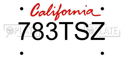 783TSZ California License Plate