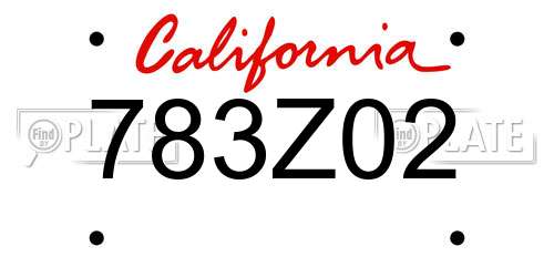783Z02 California License Plate