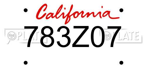 783Z07 California License Plate