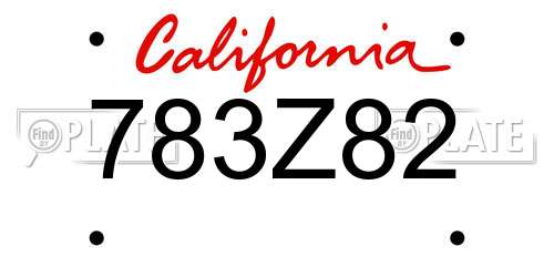 783Z82 California License Plate