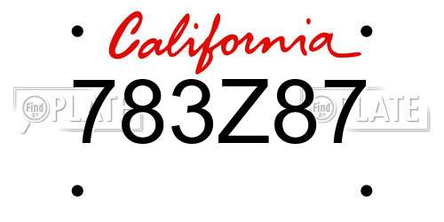 783Z87 California License Plate