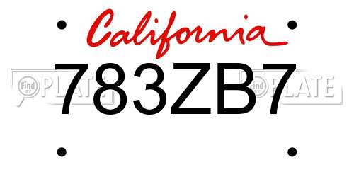 783ZB7 California License Plate