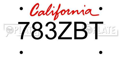 783ZBT California License Plate