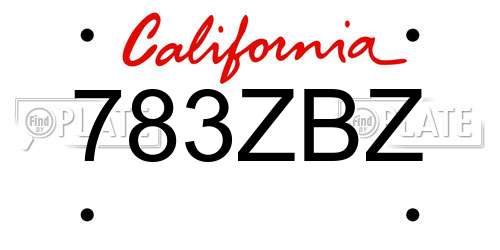 783ZBZ California License Plate