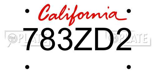 783ZD2 California License Plate