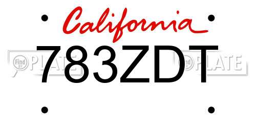 783ZDT California License Plate