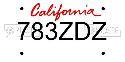 783ZDZ California License Plate