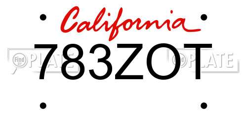 783ZOT California License Plate
