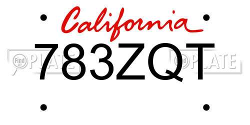 783ZQT California License Plate