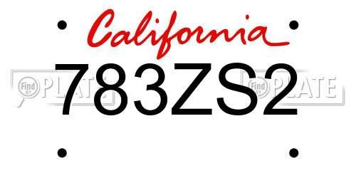 783ZS2 California License Plate