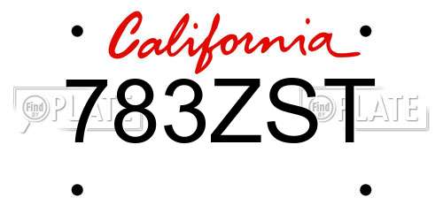 783ZST California License Plate