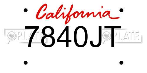 7840JT California License Plate
