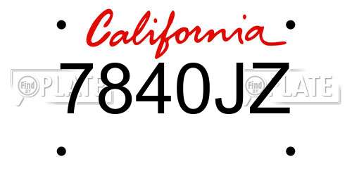 7840JZ California License Plate