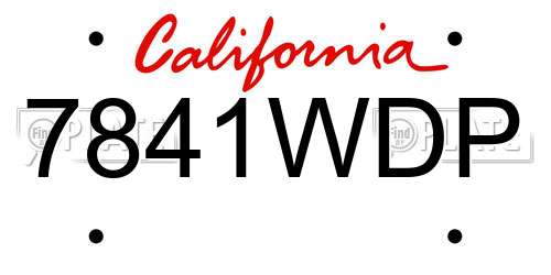 7841WDP California License Plate