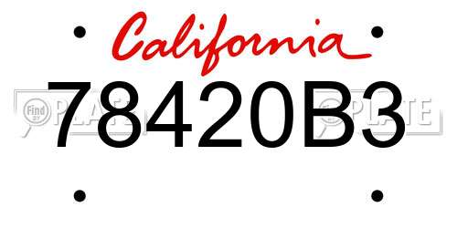 78420B3 California License Plate