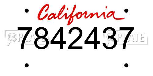 7842437 California License Plate