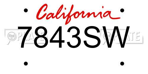 7843SW California License Plate