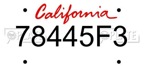 78445F3 California License Plate