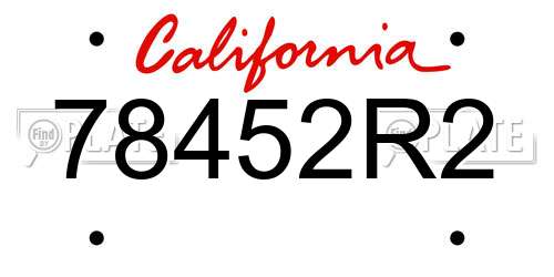 78452R2 California License Plate