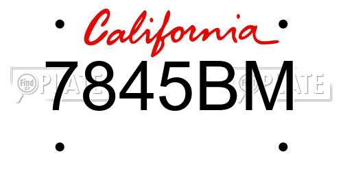 7845BM California License Plate