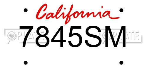 7845SM California License Plate