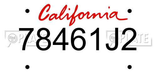 78461J2 California License Plate