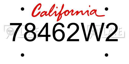 78462W2 California License Plate