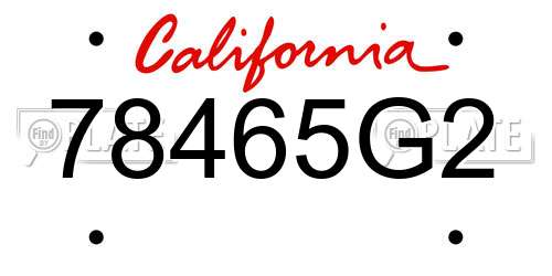78465G2 California License Plate