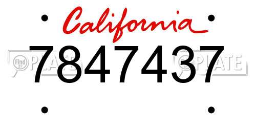 7847437 California License Plate