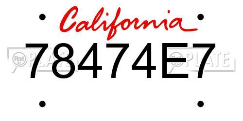 78474E7 California License Plate