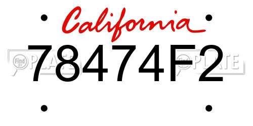 78474F2 California License Plate