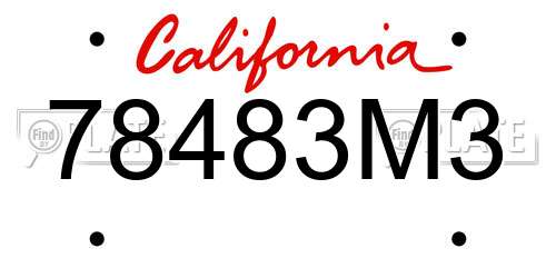 78483M3 California License Plate